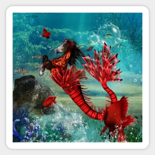 Wonderful seahorse with skulls in the deep ocean Sticker